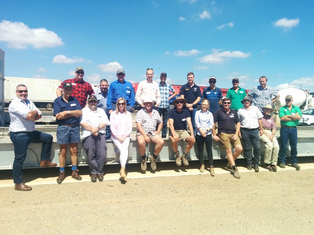 The tour group at Fletcher International Exports, Dubbo weigh bridge
